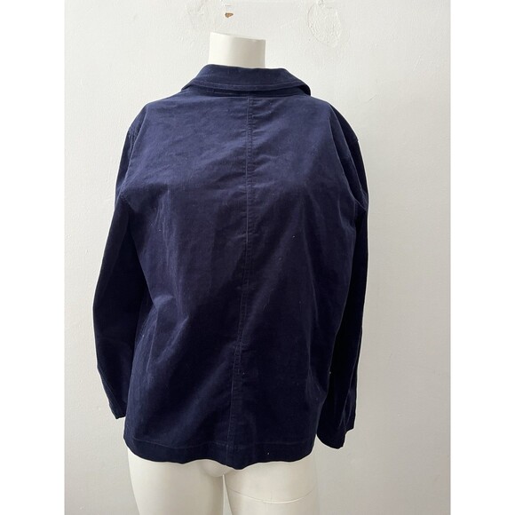 Navy Blazer Crushed Velvet Draper James Jacket With Pockets Size Medium - Picture 4 of 8